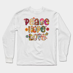 Vintage Peace Hope Love Retro Hippie Design Long Sleeve T-Shirt